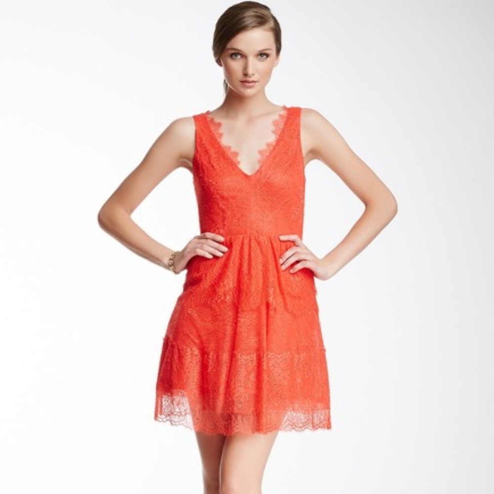 Willa Bright Poppy Lace Cocktail Dress - BCBG